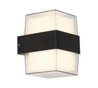 Outdoor Clear Glass Cube Up/Down Light Wall Light with Black Metal black