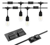 Outdoor Light Clips, 20/50/100pcs Outdoor String Light Clips Self Adhesive Hooks Gutter Hook for Lights Light Hooks for Outside String Lights Halloween Christmas Lights Clip (100,Black)