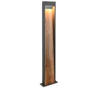 Outdoor Light Grey Salmon Bollard IP44 Anthracite & Imitation Wood 1m Trio