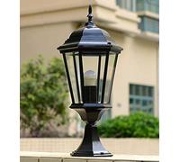 Outdoor Light Retro Pillar Lamp Waterproof IP44 Black Aluminum and Glass Shade Outside E27 Pedestal Lamp Way Light Door Fence Garden Patio Balcony Landscape Lighting 23 * 55 cm