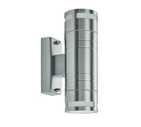 Outdoor Light Silver Metro Stripe Double LED Spot IP44 Stainless Steel