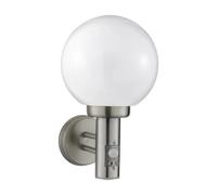Outdoor Light Silver Orb Wall Satin PIR IP44 Searchlight 085