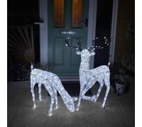 MonsterShop Large Light Up Stag & Doe Reindeer Set