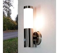 Outdoor Light with Motion Detector Stainless Steel in Silver IP44 Garden Courtyard H:34 cm E27 Low Glare Modern Outdoor Wall lamp Patio Brighton