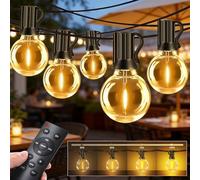 Outdoor Lights Mains Powered, Outdoor Lights Dimmable Shatterproof G40 Led Bulbs With Remote Control, Waterproof Outside Festoon Light 3 Modes & 2 Timer Settings for Yard Patio Party (30M/100FT)