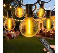 Outdoor Lights Mains Powered, Outdoor Lights Dimmable Shatterproof G40 Led Bulbs With Remote Control, IP44 Waterproof Outside Festoon Light 3 Modes & 2 Timer Settings for Yard Patio Party (45M/150FT)