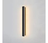 Outdoor Linear Strip Wall Sconce Led Black Wall Light Waterproof Long Porch Lighting Fixture, Ip65 Exterior Wall Lamps Minimalist House Lamp, Garden Outside Wall Sconces/80Cm