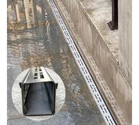 Outdoor Linear Trench Drain Kit 304 Stainless Steel Channel Drain Pipe with Removable Grate Covers Slim Narrow Yard Drainage System for Effective Water Management