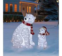 Outdoor Lit Polar Bears Set Of 2 Led Twinkle Christmas Yard Light Decoration