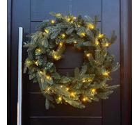 Outdoor Living 60cm Premium Mixed branch prelit Green Wreath - with timer Outdoor Living Green