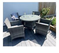 Outdoor Living Amazon 5-Piece Rattan Wicker Relaxed Garden Dining Set in Dark Grey Outdoor Living Dark Grey