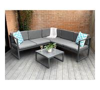 Outdoor Living Chester Grey Modern Metal Garden Furniture 5 Seat Corner Sofa & Coffee Table Patio Set Outdoor Living Grey