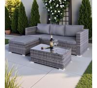 Outdoor Living Dunham Grey 4 Seat Rattan Sofa Set with Coffee Table Outdoor Living Grey