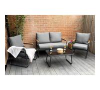 Kendal modern 4 Piece Garden Conversation Set Outdoor Living Black One Size