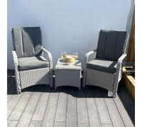 Outdoor Living Leigh Wicker Rattan Natural Bistro Set with Outdoor Cushions in Light Grey Outdoor Living Light Grey