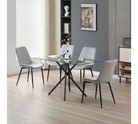 Outdoor Living Miami Dining Table with 4 Grey Amelia Velvet Chairs Outdoor Living Grey