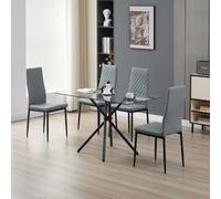 Outdoor Living Miami Dining Table with 4 Grey Emily Leather Chairs Outdoor Living Grey