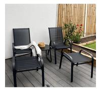 Outdoor Living (NW) Ltd Brooke 5 Piece Black Bistro Set With Foot Stools