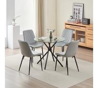 Outdoor Living (NW) Ltd New York Dining Table With 4 Amelia Velvet Chairs