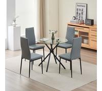 Outdoor Living New York Dining Table with 4 Grey Emily Leather Chairs Outdoor Living Grey