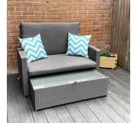 Oasis 2 Seater Garden Patio Outdoor Rattan Furniture Sofa Sun Lounger Daybed Outdoor Living Grey One Size