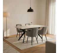 Outdoor Living (NW) Ltd San Diego Marble Top Dining Table With Charlotte Velvet Chairs - Grey