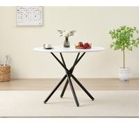 Outdoor Living (NW) Ltd Seattle Circle Stone White Concrete Dining Table With Starburst Black Legs