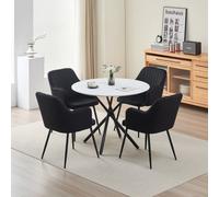Outdoor Living Seattle Dining Table with 4 Black Charlotte Velvet Chairs Outdoor Living Black