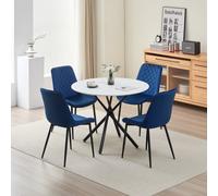 Outdoor Living (NW) Ltd Seattle Dining Table With 4 Blue Amelia Velvet Chairs
