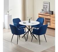 Outdoor Living (NW) Ltd Seattle Dining Table With 4 Blue Charlotte Velvet Chairs