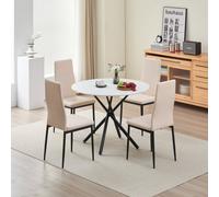 Seattle Dining Table with 4 Champaigne Emily Leather Chairs Outdoor Living Natural One Size