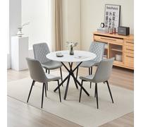 Seattle Dining Table with 4 Grey Amelia Velvet Chairs Outdoor Living Grey One Size