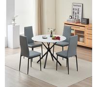 Seattle Dining Table with 4 Grey Emily Leather Chairs Outdoor Living Grey One Size