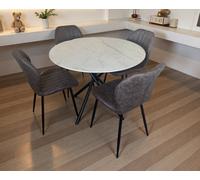 Indoor Living Seattle 4 Seater Grey Jaydn Leather Dining Table Set - Wilko