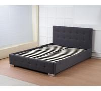 Outdoor Living Oslo Charcoal Linen Tufted Ottoman Bed Frame | Size: Double Outdoor Living Charcoal Double