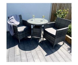 Outdoor Living (NW) Ltd Wicker Rattan Natural Bistro Set With Outdoor Cushion