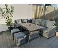 Outdoor Living (NW) Ltd York 8 Seat Mixed Grey Rattan Corner Sofa Dining Set