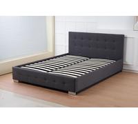 Outdoor Living Oslo Charcoal Linen Tufted Ottoman Bed Frame | Size: King Outdoor Living Charcoal King