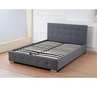 Outdoor Living Oslo Grey Linen Tufted Ottoman Bed Frame | Size: King Outdoor Living Grey King