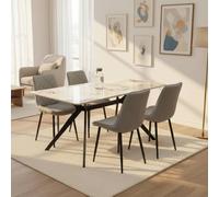 Outdoor Living (NW) Ltd San Diego Marble Top Dining Table With Amelia Velvet Chairs - Grey