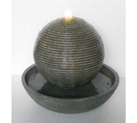 Outdoor Living UK 40Cm Ribbed Sphere Grey Contemporary Solar Water Feature