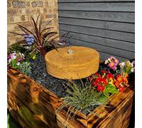 Outdoor Living UK Granite Millstone 50Cm Natural Stone Water Feature Without Cover With Sump Kit