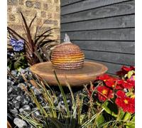 Outdoor Living UK Sandstone Babbling Bowl & Sphere 45Cm Natural Stone Solar Water Feature