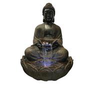 Outdoor Living UK Solar Brown Sitting Buddha Oriental Water Feature Without Cover