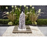 Outdoor Living UK Solar Marble Monolith Shadow Grey 50Cm Natural Stone Water Feature Without Cover With Sump Kit