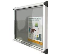 Outdoor Lockable Notice Board with Aluminium Frame & Grey Felt infill - (H) 570 x (W) 712mm, Takes 4 x A4 Notices - with Double Locks & Seals