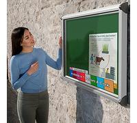 Outdoor Lockable Waterproof Notice Board with Aluminium Frame - (H) 1050 x (W) 1397mm, 18x A4 - with 2 Matching Locks - (Green Pinnable Infill) - for Office, School, Info Hub | by Wonderwall