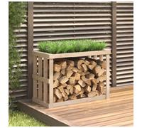 Outdoor log holder Solid pine wood 108x52x74cm Natural with Planter Rustic Rack
