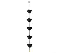 Outdoor Lotus Rain Chain 1.2m Metal Garden Decoration/ 5 Cup Weather Resistant Drainage System for Roof Gutter Downspout/Yellow