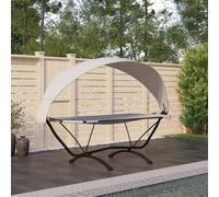 vidaXL Outdoor Lounge Bed with Canopy Cream Steel and Oxford Fabric